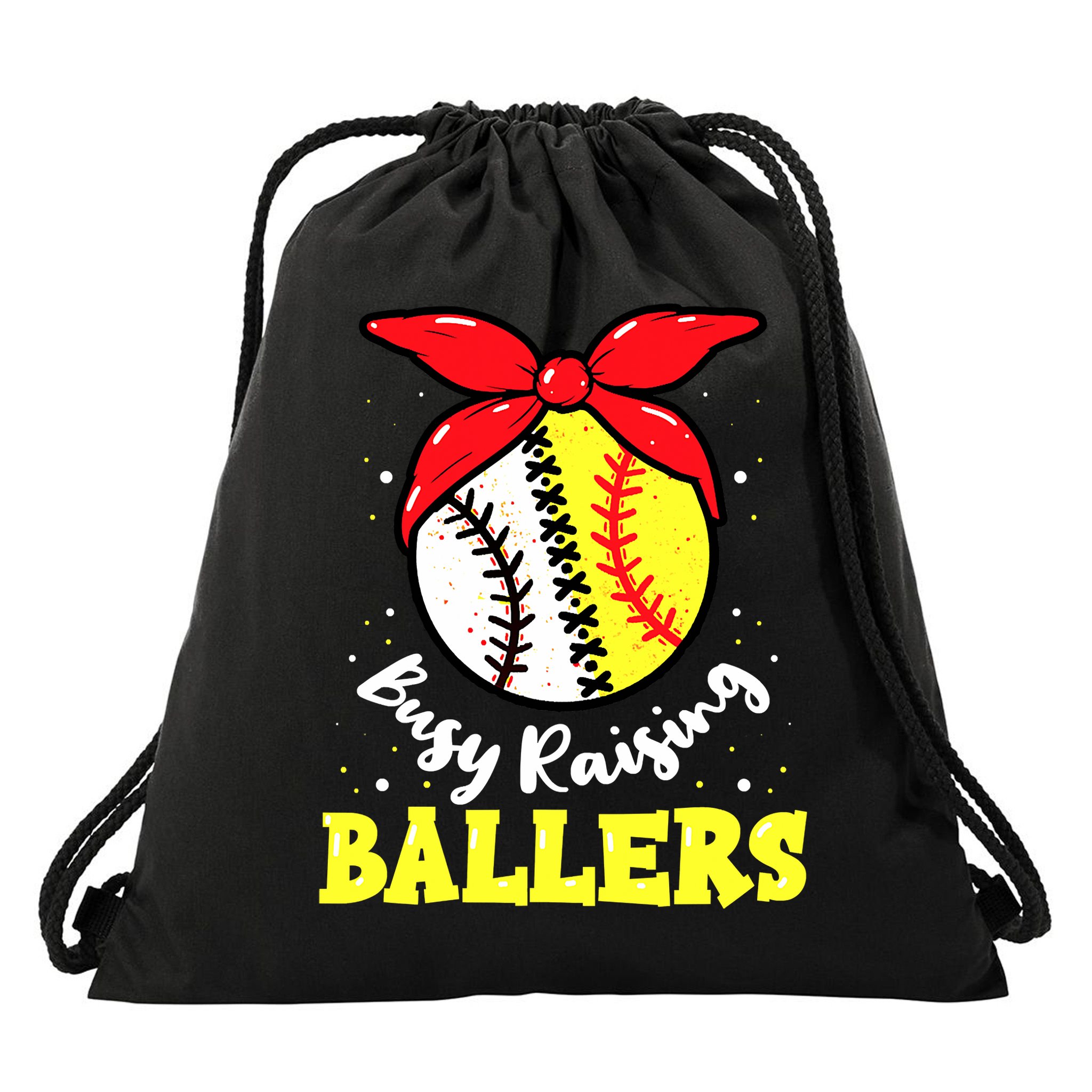 Busy Raising Ballers Softball Baseball Mom Women Drawstring Bag
