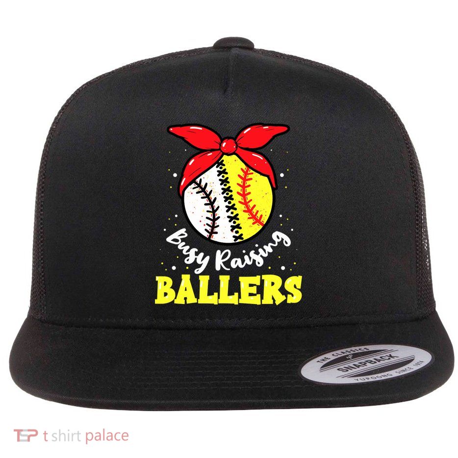 Busy Raising Ballers Softball Baseball Mom Women Flat Bill Trucker Hat