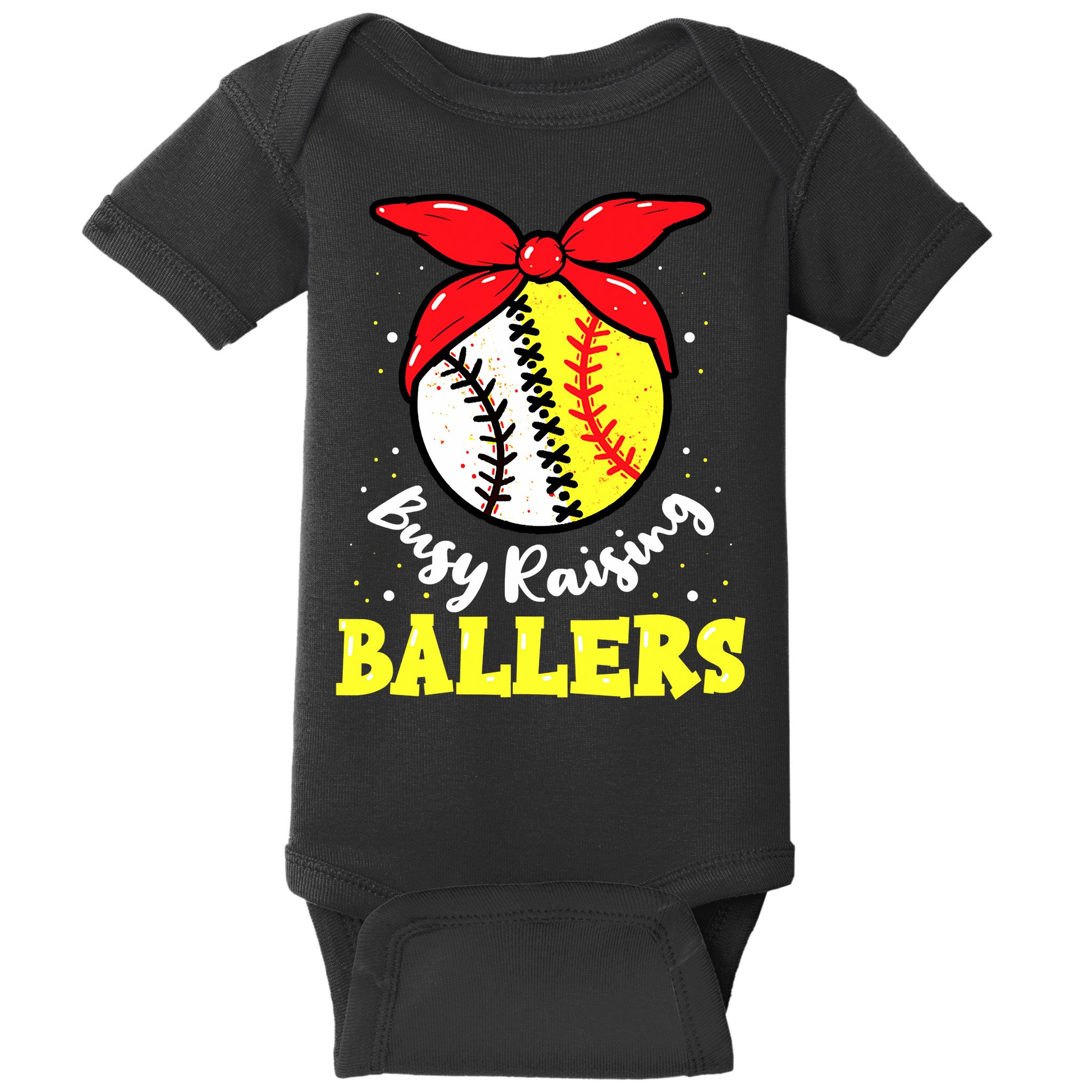 Busy Raising Ballers Softball Baseball Mom Women Baby Bodysuit