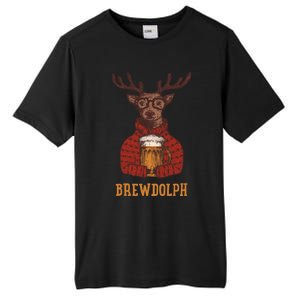 Brewdolph Reindeer Beer Lovers Funny Christmas Gift Tall Fusion ChromaSoft Performance T-Shirt