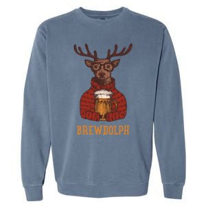 Brewdolph Reindeer Beer Lovers Funny Christmas Gift Garment-Dyed Sweatshirt