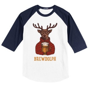 Brewdolph Reindeer Beer Lovers Funny Christmas Gift Baseball Sleeve Shirt