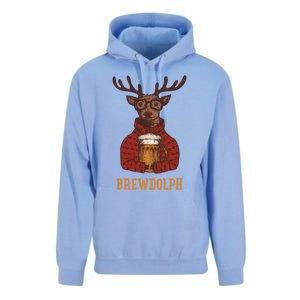 Brewdolph Reindeer Beer Lovers Funny Christmas Gift Unisex Surf Hoodie