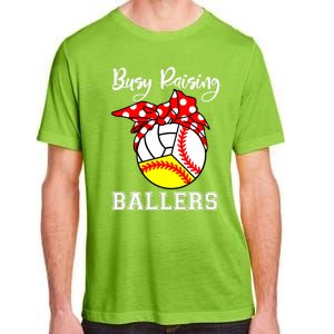 Busy Raising Ballers Funny Baseball Softball Volleyball Mom Gift Adult ChromaSoft Performance T-Shirt