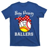 Busy Raising Ballers Funny Baseball Softball Volleyball Mom Gift T-Shirt