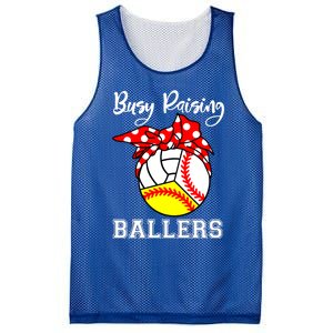 Busy Raising Ballers Funny Baseball Softball Volleyball Mom Gift Mesh Reversible Basketball Jersey Tank