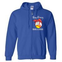 Busy Raising Ballers Funny Baseball Softball Volleyball Mom Gift Full Zip Hoodie