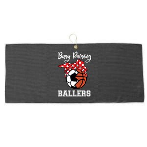 Busy Raising Ballers Funny Soccer Basketball Mom Gift Large Microfiber Waffle Golf Towel