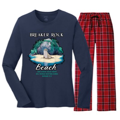 Breaker Rock Beach Solid Truth Christian Women's Long Sleeve Flannel Pajama Set 