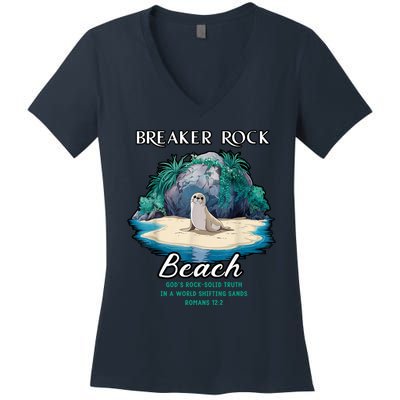 Breaker Rock Beach Solid Truth Christian Women's V-Neck T-Shirt