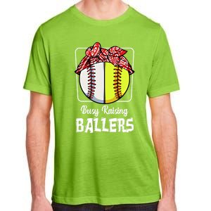 Busy Raising Ballers Softball Funny Baseball Mom Sport Gift Adult ChromaSoft Performance T-Shirt