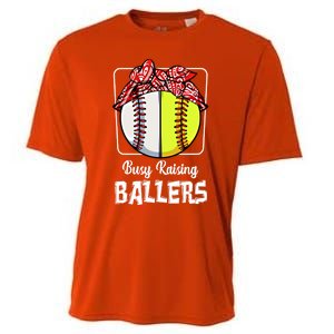 Busy Raising Ballers Softball Funny Baseball Mom Sport Gift Cooling Performance Crew T-Shirt