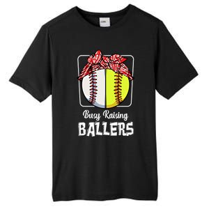 Busy Raising Ballers Softball Funny Baseball Mom Sport Gift Tall Fusion ChromaSoft Performance T-Shirt