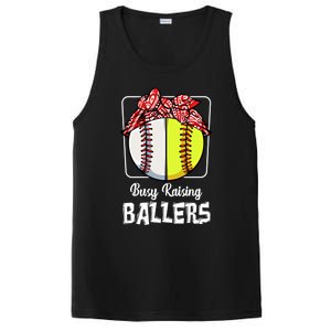 Busy Raising Ballers Softball Funny Baseball Mom Sport Gift PosiCharge Competitor Tank