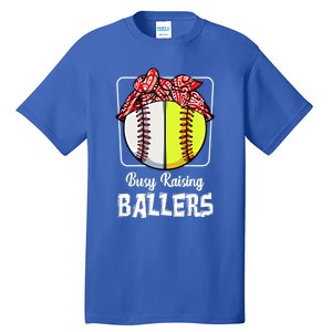 Busy Raising Ballers Softball Funny Baseball Mom Sport Gift Tall T-Shirt