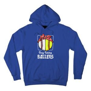 Busy Raising Ballers Softball Funny Baseball Mom Sport Gift Tall Hoodie