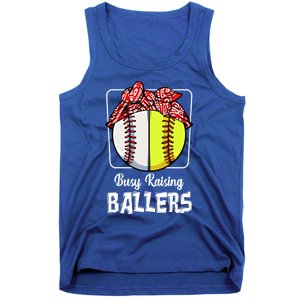 Busy Raising Ballers Softball Funny Baseball Mom Sport Gift Tank Top