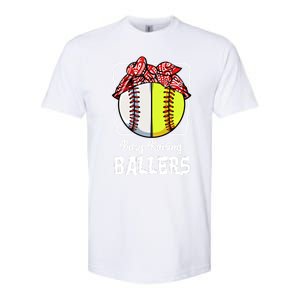 Busy Raising Ballers Softball Funny Baseball Mom Sport Gift Softstyle CVC T-Shirt