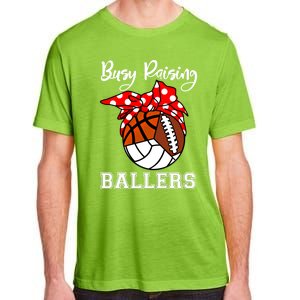 Busy Raising Ballers Volleyball Football Basketball Mom Funny Gift Adult ChromaSoft Performance T-Shirt