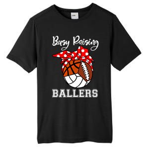 Busy Raising Ballers Volleyball Football Basketball Mom Funny Gift Tall Fusion ChromaSoft Performance T-Shirt