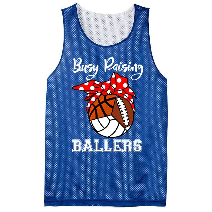 Busy Raising Ballers Volleyball Football Basketball Mom Funny Gift Mesh Reversible Basketball Jersey Tank