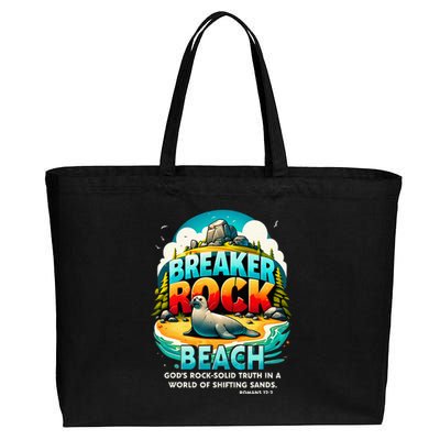 Breaker Rock Beach GodS Rocksolid Truth Christian Vbs 2024 Cotton Canvas Jumbo Tote