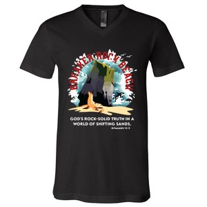 Breaker Rock Beach Gods Rock Solid Truth In A World Vbs 2024 V-Neck T-Shirt