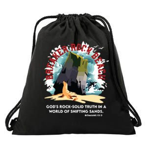 Breaker Rock Beach Gods Rock Solid Truth In A World Vbs 2024 Drawstring Bag