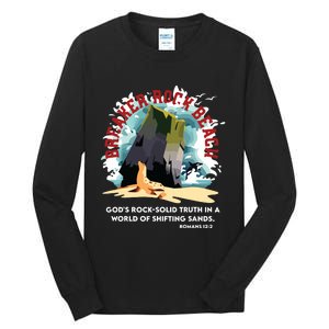 Breaker Rock Beach Gods Rock Solid Truth In A World Vbs 2024 Tall Long Sleeve T-Shirt