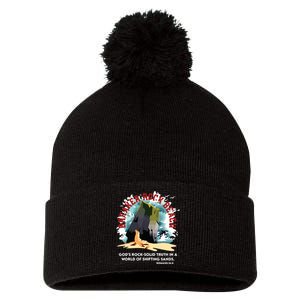 Breaker Rock Beach Gods Rock Solid Truth In A World Vbs 2024 Pom Pom 12in Knit Beanie