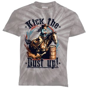 Barrel Racing Cowgirl Kick The Dust Up Rodeo Barrel Racer Kids Tie-Dye T-Shirt