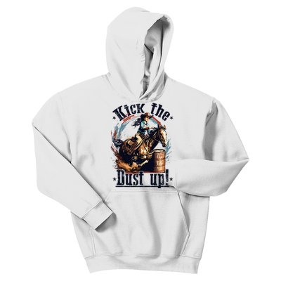 Barrel Racing Cowgirl Kick The Dust Up Rodeo Barrel Racer Kids Hoodie