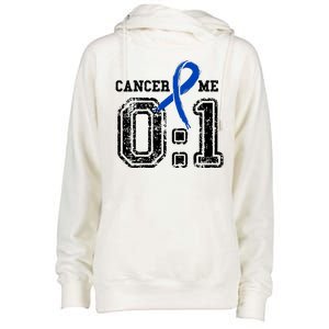 Blue Ribbon Cancer 0:1 Awareness Survivor Womens Funnel Neck Pullover Hood