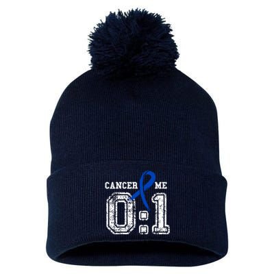 Blue Ribbon Cancer 0:1 Awareness Survivor Pom Pom 12in Knit Beanie