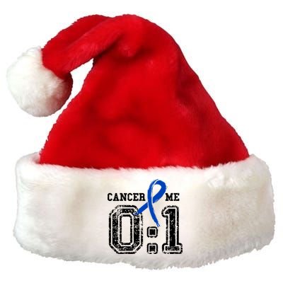 Blue Ribbon Cancer 0:1 Awareness Survivor Premium Christmas Santa Hat