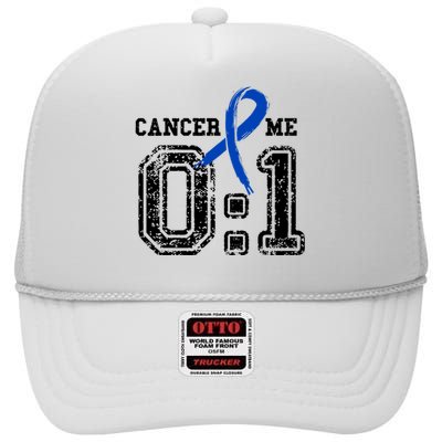 Blue Ribbon Cancer 0:1 Awareness Survivor High Crown Mesh Back Trucker Hat