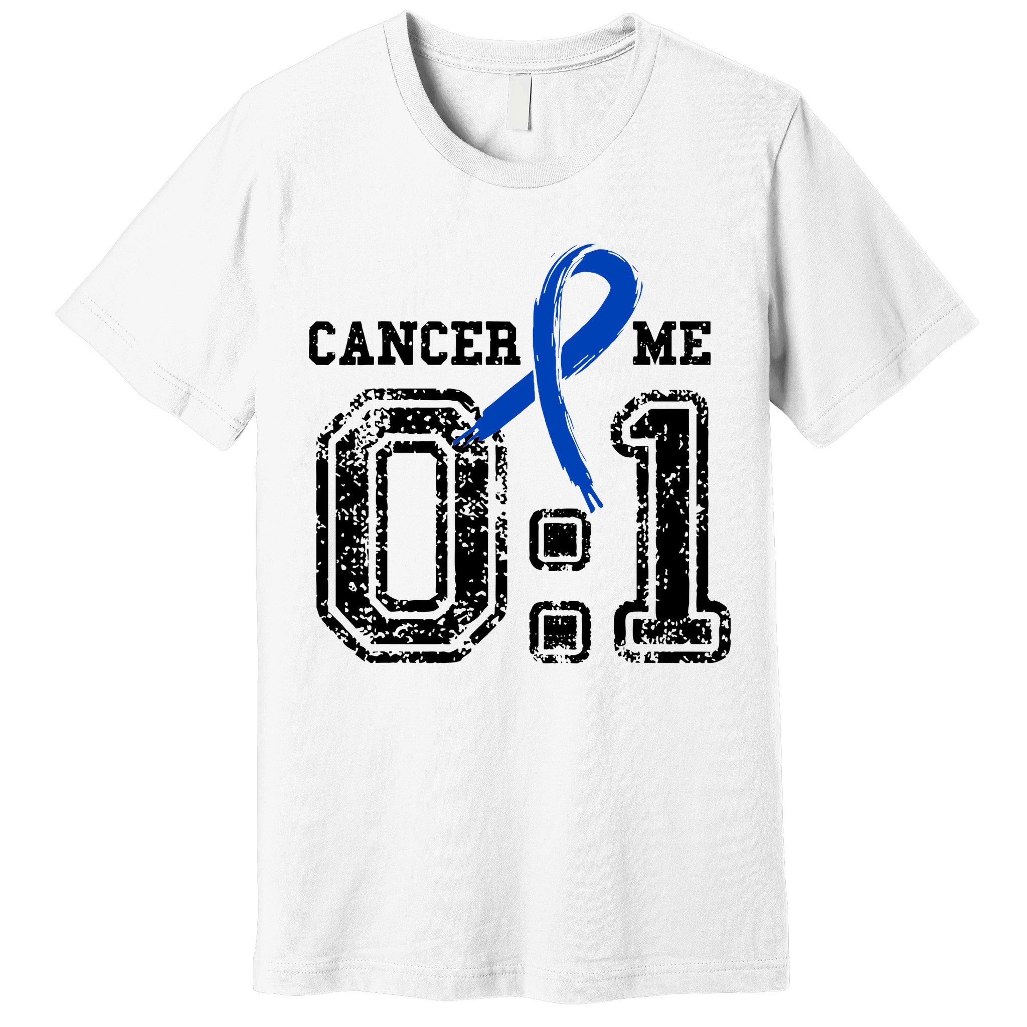 Blue Ribbon Cancer 0:1 Awareness Survivor Premium T-Shirt