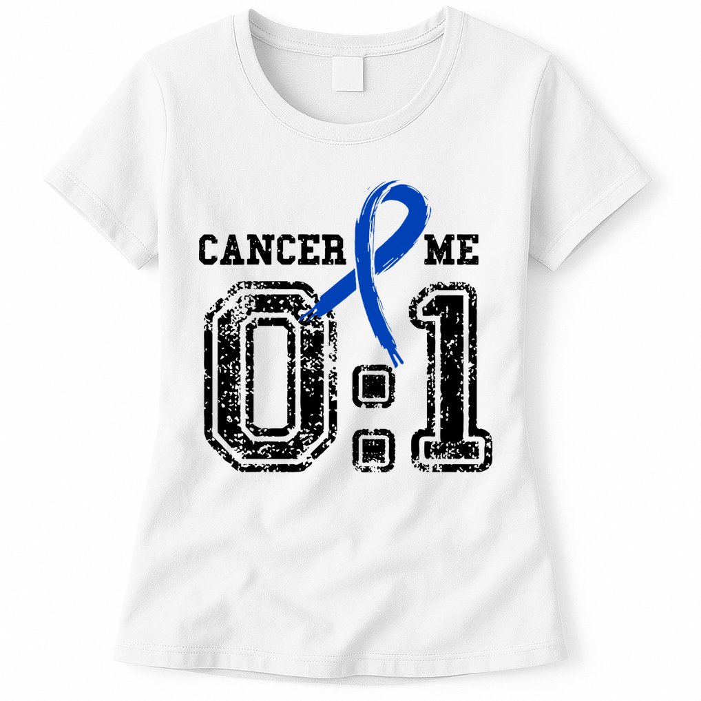 Blue Ribbon Cancer 0:1 Awareness Survivor Womens T-Shirt