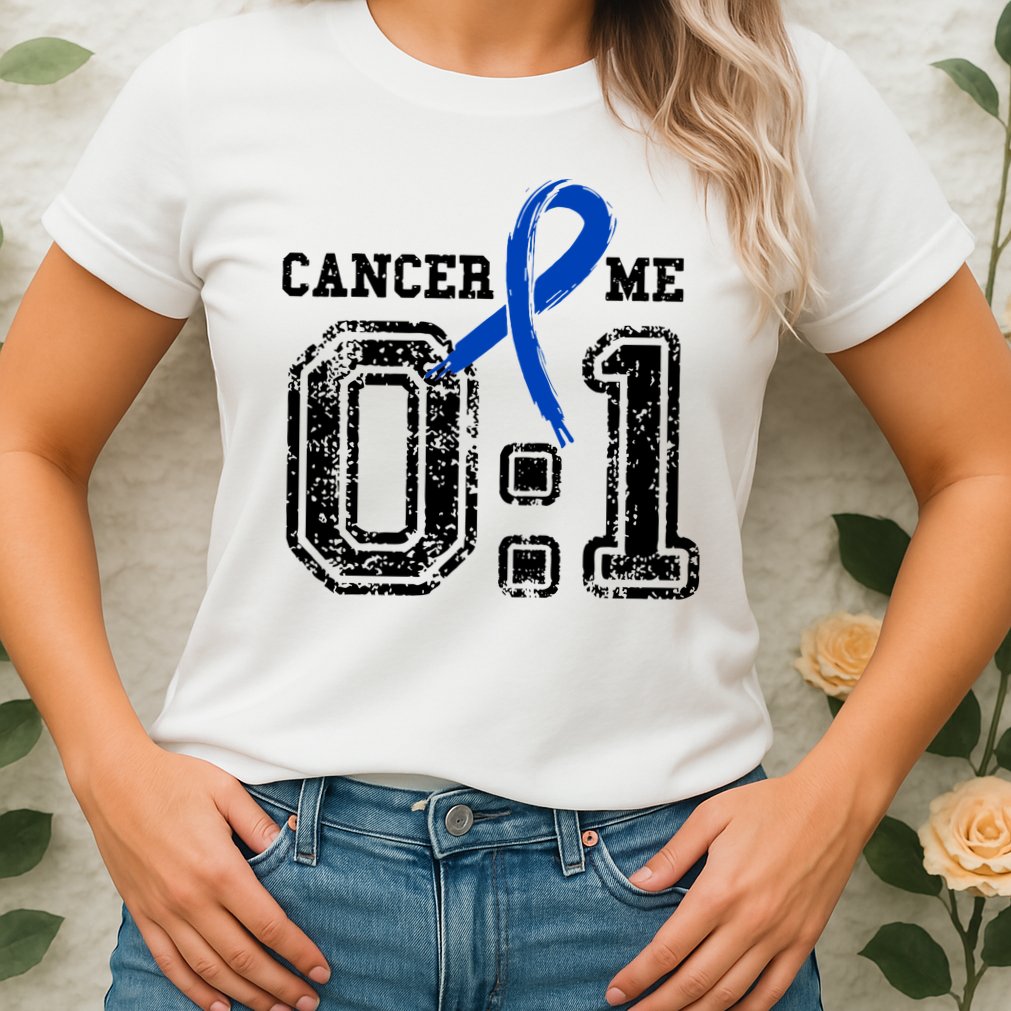 Blue Ribbon Cancer 0:1 Awareness Survivor Womens T-Shirt