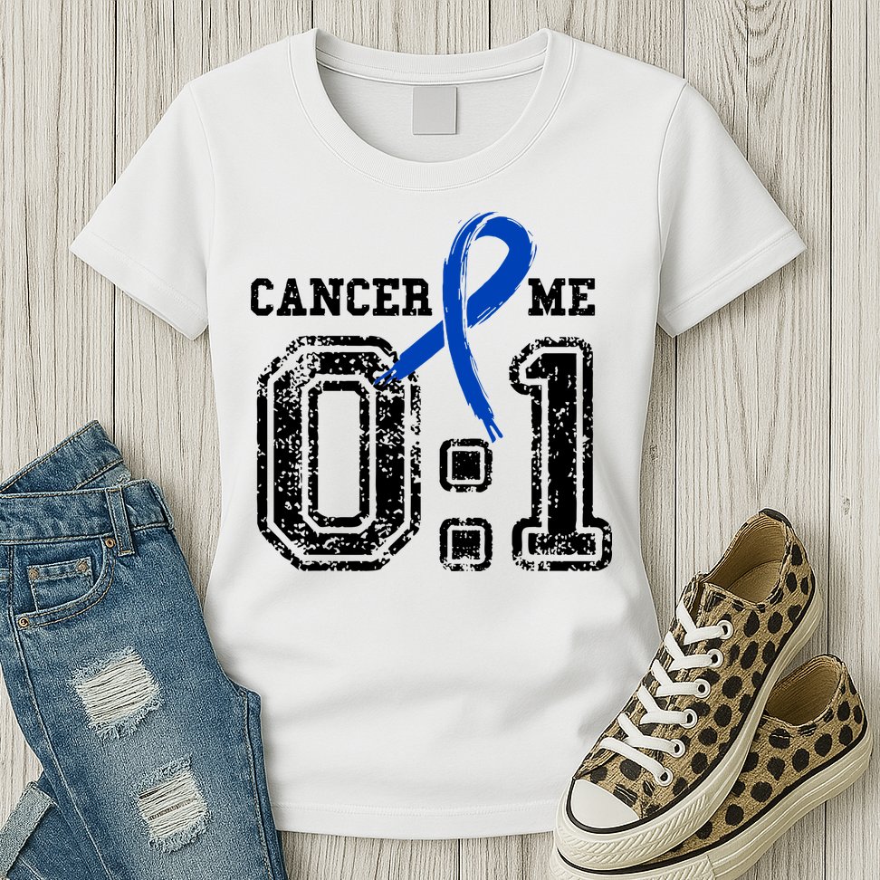 Blue Ribbon Cancer 0:1 Awareness Survivor Womens T-Shirt