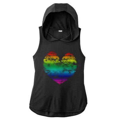 Big Rainbow Clouds Heart Tee Cute Valentines Day Gift Ladies PosiCharge Tri-Blend Wicking Draft Hoodie Tank