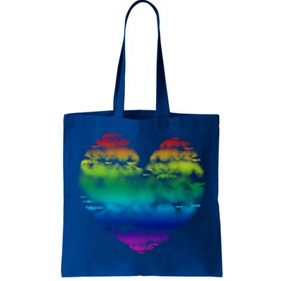 Big Rainbow Clouds Heart Tee Cute Valentines Day Gift Tote Bag