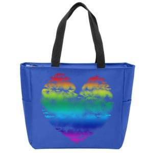 Big Rainbow Clouds Heart Tee Cute Valentines Day Gift Zip Tote Bag