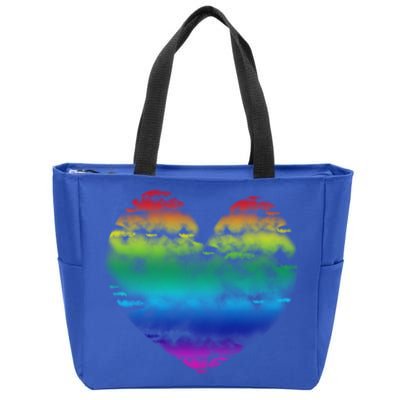 Big Rainbow Clouds Heart Tee Cute Valentines Day Gift Zip Tote Bag