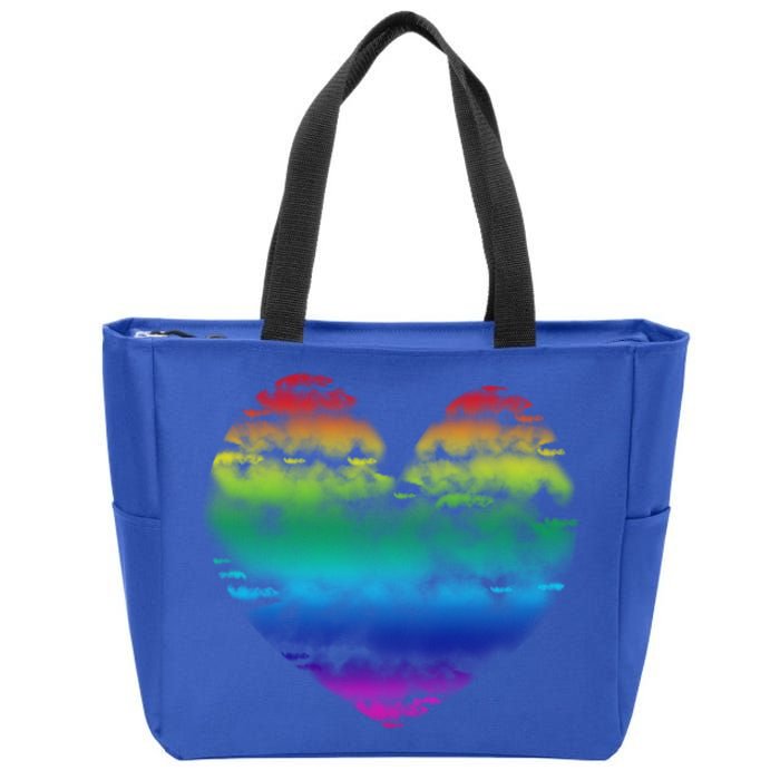 Big Rainbow Clouds Heart Tee Cute Valentines Day Gift Zip Tote Bag