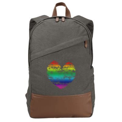 Big Rainbow Clouds Heart Tee Cute Valentines Day Gift Cotton Canvas Backpack