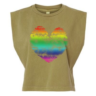 Big Rainbow Clouds Heart Tee Cute Valentines Day Gift Garment-Dyed Women's Muscle Tee