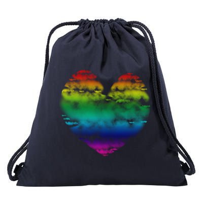 Big Rainbow Clouds Heart Tee Cute Valentines Day Gift Drawstring Bag