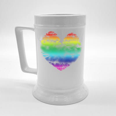 Big Rainbow Clouds Heart Tee Cute Valentines Day Gift Beer Stein