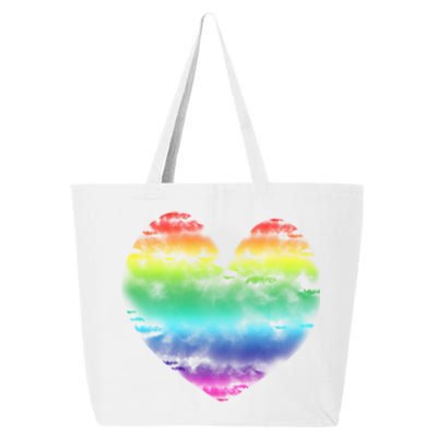 Big Rainbow Clouds Heart Tee Cute Valentines Day Gift 25L Jumbo Tote